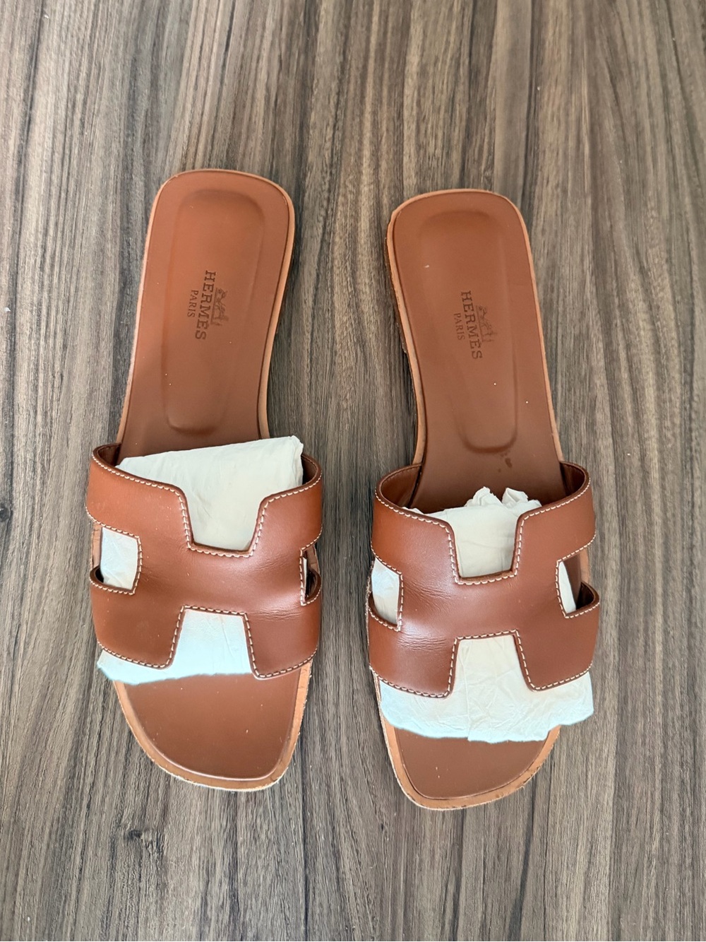 Hermes Leather Oran Sandals Authentic